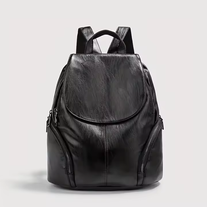 Mochila De Cuero Genuino, Bolso Escolar Minimalista Y Preppy, Mochila De Viaje Y Bolso De Mano Para Mujeres - 1