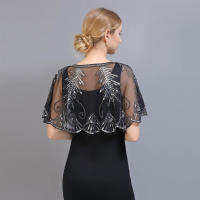Vestido de noche elegante con lentejuelas y chal para mujer, color rojo claro, fiesta vintage de 1920 - details 2