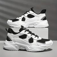 Zapatillas gruesas de malla transpirable para hombre - Zapatillas casuales blancas y verde azulado con suela de EVA, diseño con cordones para todas las estaciones - details 4
