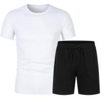 Conjunto de 2 piezas de camiseta de bola transpirable de malla de manga corta para hombre, pantalones cortos deportivos, informal de color sólido - details 2