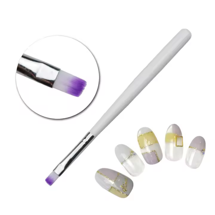 Brocha de Pintura de Patrón de Mango Blanco para Arte de Uñas 1Pcs Herramienta de Manicura DIY para Extensión de Gel UV Acrílico - 1