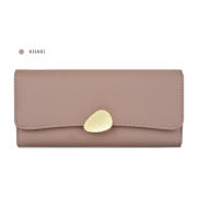 Cartera de cuero simple para mujer, billetera larga de cuero negro, verde y rojo, tarjetero para niñas - details 10