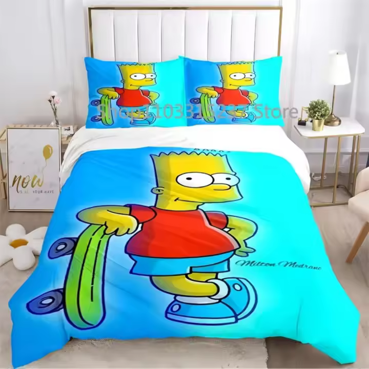 Juego de Ropa de Cama de Simpsons Funda de Edredón de Anime Fundas de Almohada para Dormitorio de Niños Adolescentes - 1