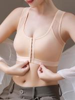 Sujetador Deportivo Con Cierre Frontal, Cómodo Y Transpirable Con Costuras De Malla Ajustables, Sujetador Diario Para Mujer - details 4