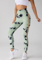 Leggings deportivos de tie dye con abertura escalonada lado inconsútil - details 13