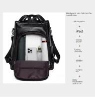 Mochila de Cuero Suave Casual para Mujeres Impermeable, Resistente al Desgaste, Antirrobo con Patrones de Parche Bolsa de Hombro Grande con Lining de Dacron - details 19