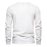 Camiseta de manga larga Henley para hombre, camisa básica transpirable con botones, informal, Color sólido, otoño - details 9