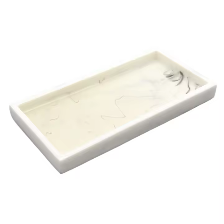 Bandeja de resina con patrón de mármol, placa Rectangular antideslizante, encimera, jabón de baño, bandeja de almacenamiento de champú, decoración del hogar, blanco - 1