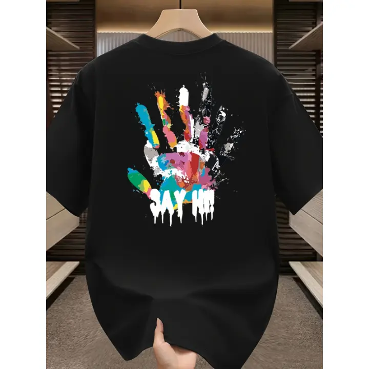 Camiseta de Algodón con Patrón Diseño Suelto y Casual Manga Corta Talla Grande Textura Brillante - 1