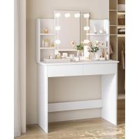 Espejo y 10 Bombillas LED Luz Regulable, Mesa de Tocador con 2 Cajones Grandes y 4 Estantes, - details 1