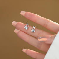 Pendientes de circonita cruzada para mujer, Plata de Ley s925, Elegante, ligero, lujo, alto grado, sentido del temperamento, moda - details 4
