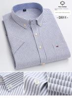 Camisa Oxford 100% de algodón para hombre, ropa de verano a rayas a cuadros de manga corta para hombre, camisa de vestir de corte Regular de negocios de gran tamaño 7XL 6XL - details 11