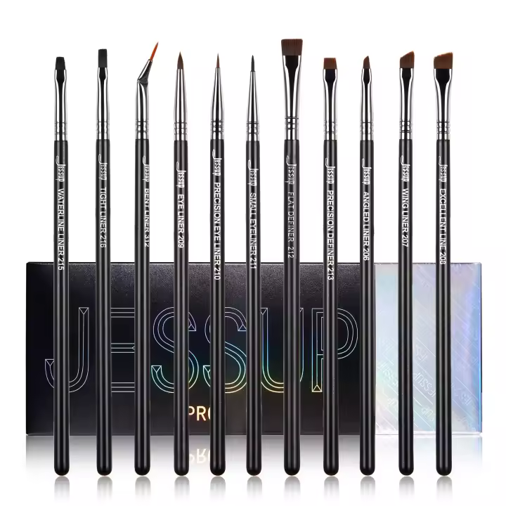 Jessup-Juego de brochas para delineador de ojos, 11 piezas, profesional, tapered angular, plano, ultrafino, preciso, T324 - 1