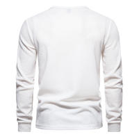 Camiseta de manga larga Henley para hombre, camisa básica transpirable con botones, informal, Color sólido, otoño - details 9
