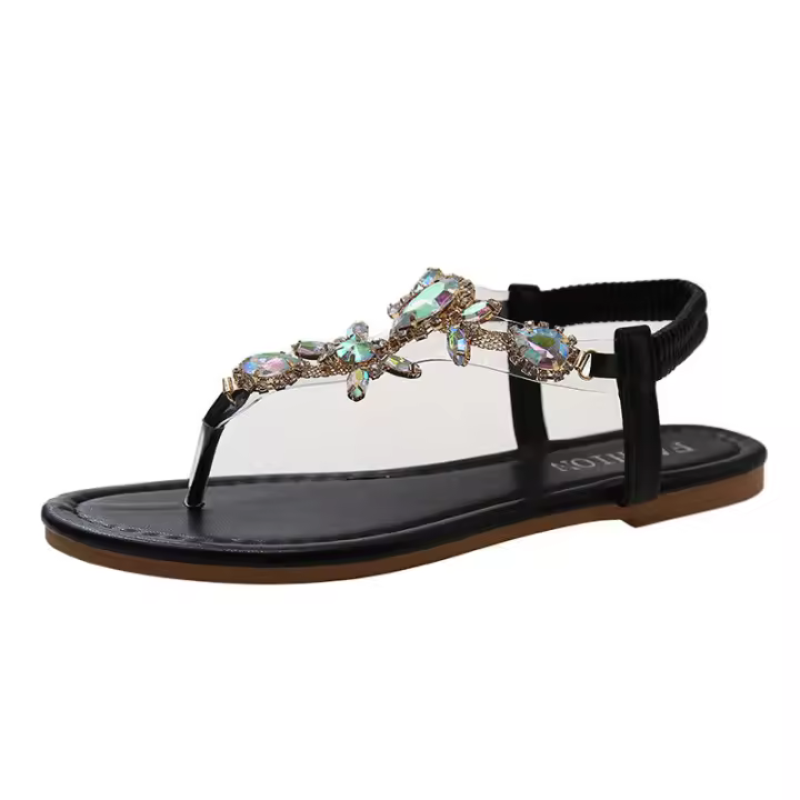 Sandalias de mujer de gran tamaño con diamantes de imitación nuevas de verano - 1