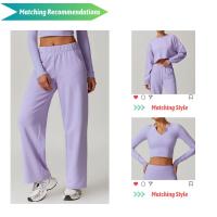 Pantalones acampanados de mujer con logotipo personalizado, con bolsillos, casuales, holgados, para yoga, deportivos. - details 0