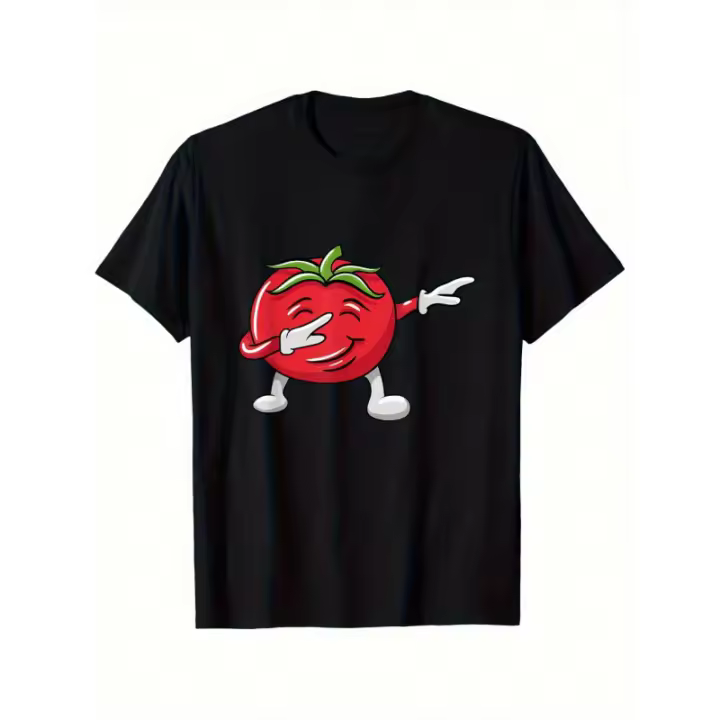 Camiseta gráfica divertida de bailarín de tomate - Camiseta informal holgada con temática de vegetales humanoides, regalo para amantes del tomate, regalo de cumpleaños - Unisex suave, 100 % algodón - 1