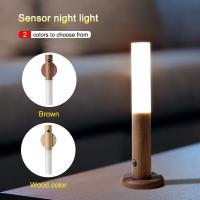 Luz LED de noche pequeña de inducción de cuerpo humano, carga USB, pasillo, armario, imitación de madera, arte - details 7