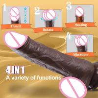 Consolador grande negro, consoladores telescópicos con calefacción, vibrador masajeador, vibradores de punto G realistas enormes, Juguetes sexuales sexis para adultos 18 - details 3