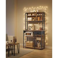 Estantería de Cocina con Multienchufe, Armario de Cocina con Estantes Ajustables, Cajón de Tela, 12 Ganchos, 40 x 100 x 180,4 cm, Estante de Microondas, Marrón Rústico y Negro - details 1