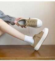 Pastel de queso nueva tendencia color coincidencia plataforma casual tablero zapatos versátil aumento de altura cabeza redonda zapatos blancos - details 9