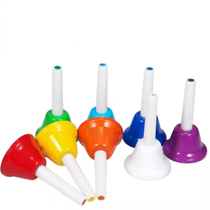 Juego de campanas de mano musicales para niños pequeños, instrumento de percusión de juguete Musical con 10 canciones, 8 notas - 1