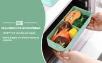 Fiambrera de 1400 ML para niños, Fiambrera con 3 Compartimentos y Cubiertos, para Microondas y lavajitas, L - details 2