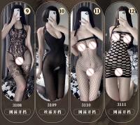 Lencería Sexy para mujer, medias de cuerpo completo, ropa de malla exótica, mono transparente, juguetes de peluche con entrepierna abierta, TRE para mujer y - details 5
