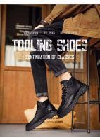 Nuevas botas cortas casuales, zapatos de herramientas negros retro americanos de alta gama para hombres - details 7