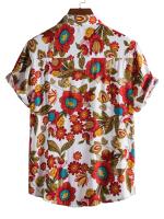 Camiseta informal de estilo playero para hombre, camisa de manga corta no elástica, Floral, ropa de verano - details 1