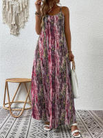 Vestido largo de verano sin mangas para mujer, prenda con estampado vintage, cuello en v elegante para fiesta en la playa - details 4