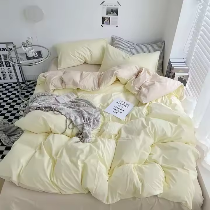 Juego de ropa de cama estilo Ins, edredón individual y doble, funda de almohada, microfibra suave, tamaño Queen completo - 1