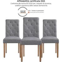2 Sillas de Comedor Silla Acolchada con Respaldo Alto Patas de Madera Silla de Tela para Comedor Cocina Gris - details 3
