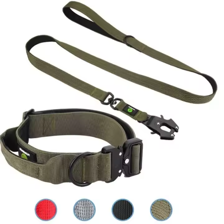 Collar táctico perro, conjunto de correa, mango militar, puede durar, nailon, accesorios entrenamiento caminar para mascotas - 1