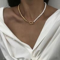 Collar de cadena con perlas de imitación para mujer, Gargantilla clásica Vintage con cierre OT, Color dorado, regalo de joyería 2023 - details 3