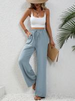 Pantalones de pierna recta con cintura elástica y bolsillo liso para mujer, pantalones casuales de pierna ancha de cintura alta para uso diario, pantalones de mujer para todas las estaciones, pantalones holgados - details 3