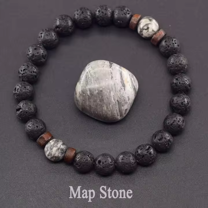 Pulsera de piedra de Lava para hombre, cuentas de piedra lunar de labradorita Natural, pulsera de Buda tibetano, pulsera difusora de aceite de Chakra, joyería para hombre - 1
