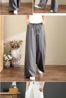 Pantalones de Pierna Ancha de Algodón Lineno Cintura Suelta, Elástica, Estilo Callejero para Mujeres 2023 - details 12