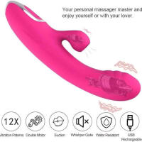 Juguete de sexo del vibrador del conejo de succión del clítoris de 12 velocidades poderoso para las mujeres lamendo el estimulador del clítoris del punto G R del motor doble USB de carga - details 5