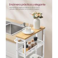 Carro de 4 Niveles, Carro Estrecho de Cocina con Ruedas, con Asa, para Espacio Reducido, 22 x 45,4 x 77 cm, para Cocina, Baño, Salón, Estudio, Marrón Rústico y Negro - details 43