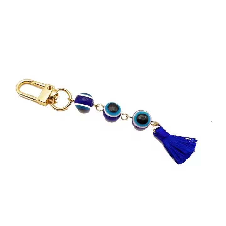 Llavero turco de ojo azul de la suerte, llavero turco de ojo turco, colgante de borla colorida de resina duradera, dijes para mochila, llavero de ojo de demonio - 1