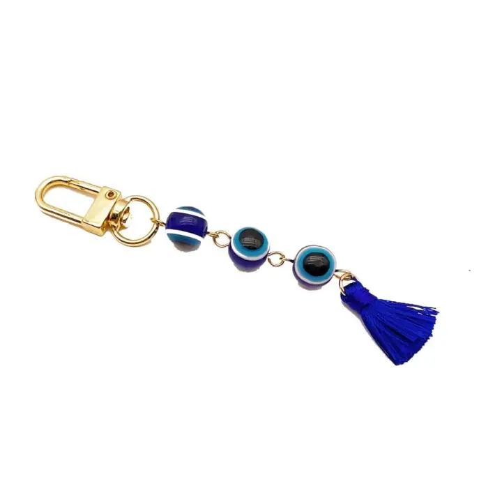 Llavero turco de ojo azul de la suerte, llavero turco de ojo turco, colgante de borla colorida de resina duradera, dijes para mochila, llavero de ojo de demonio - 1