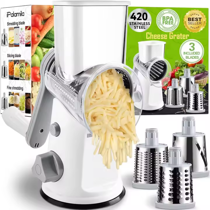 Rallador de queso giratorio con 3 acero inoxidable reemplazables - 1