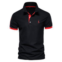 Polo popular bordado de ciervos para hombres Camiseta de manga corta con cuello de solapa de malla para hombres - details 4