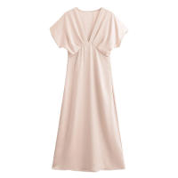 Elegante Vestido de Satén de Verano Cintura A-line para Mujeres 2025 Manga Corta Cuello en V - details 6