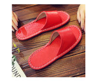 Casa antideslizante fondo suave salón de belleza piso de madera interior color sólido zapatillas de cuero para hombres y mujeres - details 12