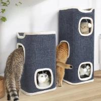Casa de Gato de 3 Niveles Cueva de Mascota Cubierta con Alfombra Suave - details 0