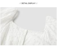 Vestido Semir para Mujer Cuello Cuadrado de Medio Largo Textura Hueca Moda de Verano 2024 - details 8