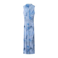 Vestidos Largos de Malla Estampada Mujer 2025 Nueva Moda Vestido Ajustado Drapeado Verano Sin Mangas Elegante Fiesta Vestido - details 1