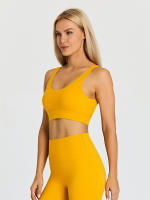 SHINBENE-Sujetador deportivo con tirantes para mujer, sostén deportivo con escote en V, espalda cruzada, acolchado, entrenamiento, Yoga - details 48